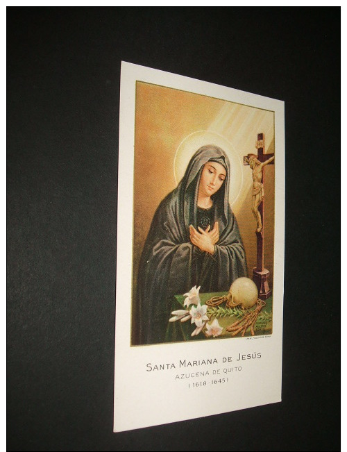 SANTA MARIANA DE JESUS ANTIGUA ESTAMPA HOLY CARD SANTINI IMAGE PIEUSE - Imágenes Religiosas