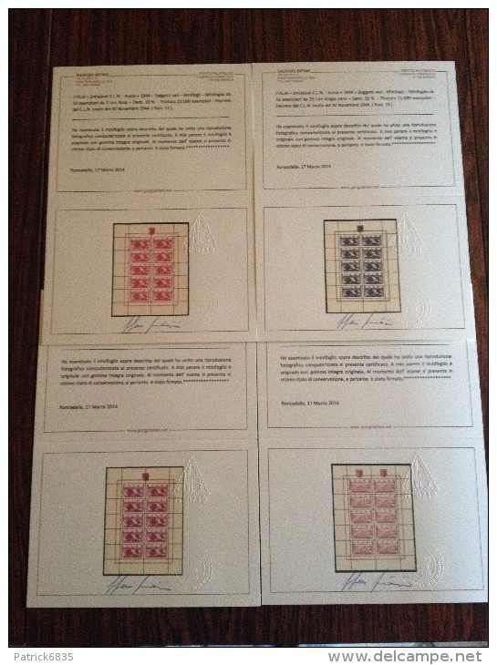 ITALIA-1945 - RSI.- CLN. Aosta .  , In Minifogli Di 10 Franc.. Completa 9/16   MNH ** Certificati. Vedi Descrizione - Nationales Befreiungskomitee