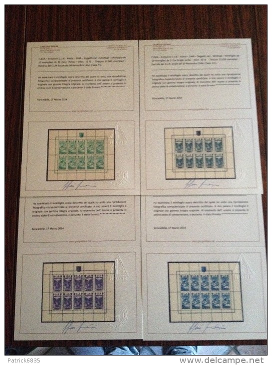 ITALIA-1945 - RSI.- CLN. Aosta .  , In Minifogli Di 10 Franc.. Completa 9/16   MNH ** Certificati. Vedi Descrizione - Nationales Befreiungskomitee