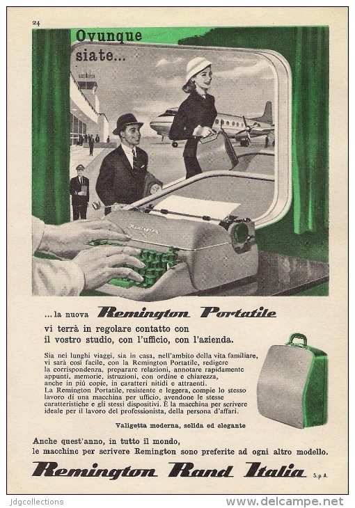 # REMINGTON RAND ITALIA Typewriter 1950s Advert Pubblicità Publicitè Reklame Machine A Ecrire Schreibmaschine - Altri & Non Classificati