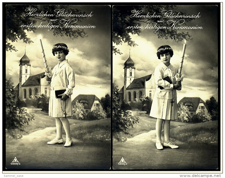 2 X Herzlichen Glückwunsch Zur Ersten Heiligen Kommunion  -  Ansichtskarten Ca.1910    (3312 ) - Comunioni