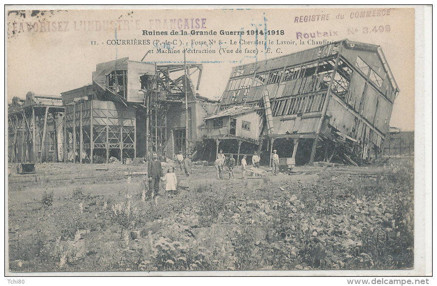 COURRIERES  Ruines De La Grande Guerre 1914-1918 Fosse N°8  Animée - Altri & Non Classificati