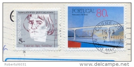 Portugal 1992 Picture Postcard From Machico (Madeira Island) To Switzerland With 80 E. Bridge + 5 E. Navigator Teixeira - Cartas & Documentos