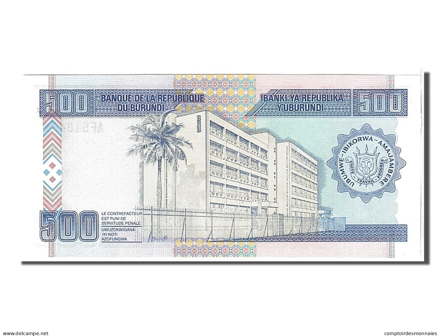 Billet, Burundi, 500 Francs, 1999, KM:38b, NEUF - Burundi