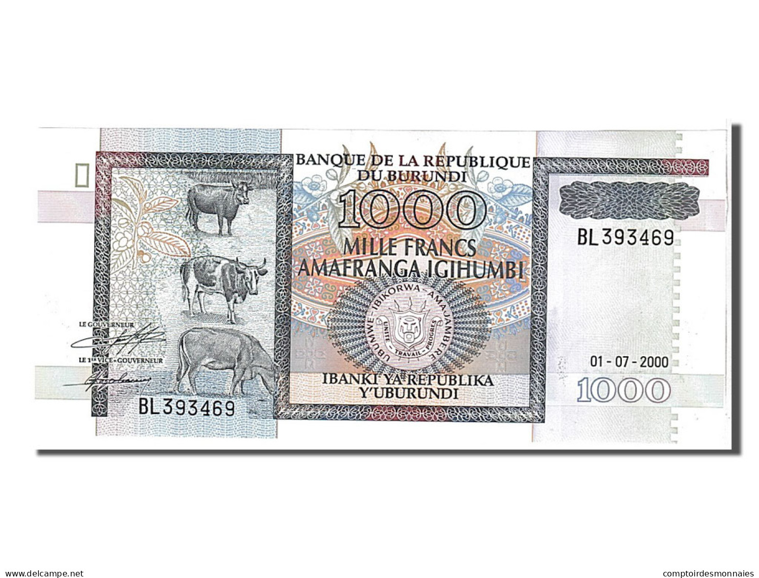 Billet, Burundi, 1000 Francs, 2000, KM:39c, NEUF - Burundi