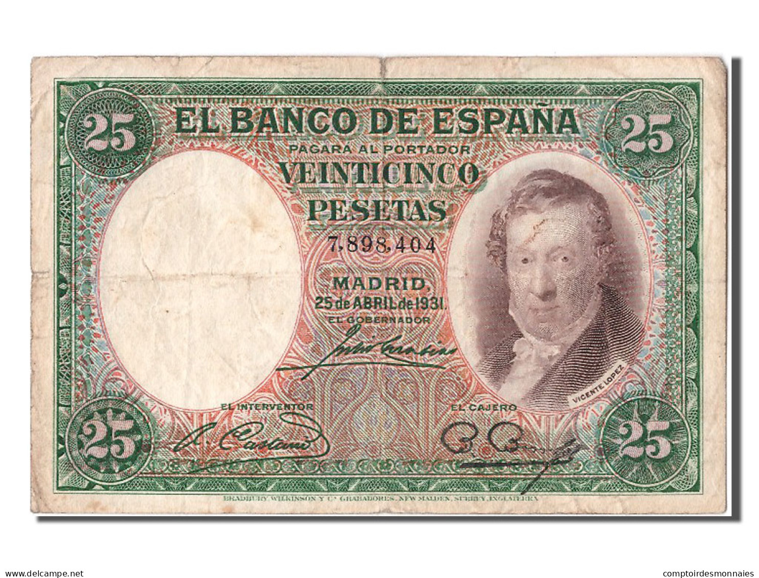 Billet, Espagne, 25 Pesetas, 1931, 1931-04-25, TB+ - 25 Peseten