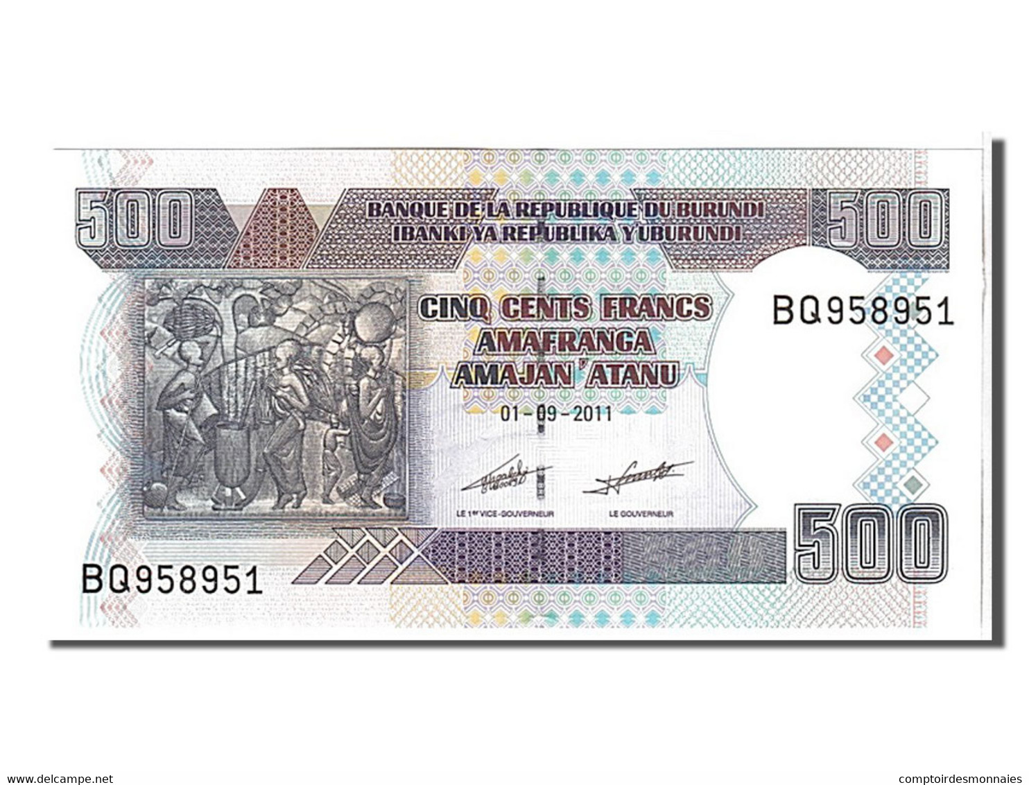 Billet, Burundi, 500 Francs, 2011, KM:45b, NEUF - Burundi