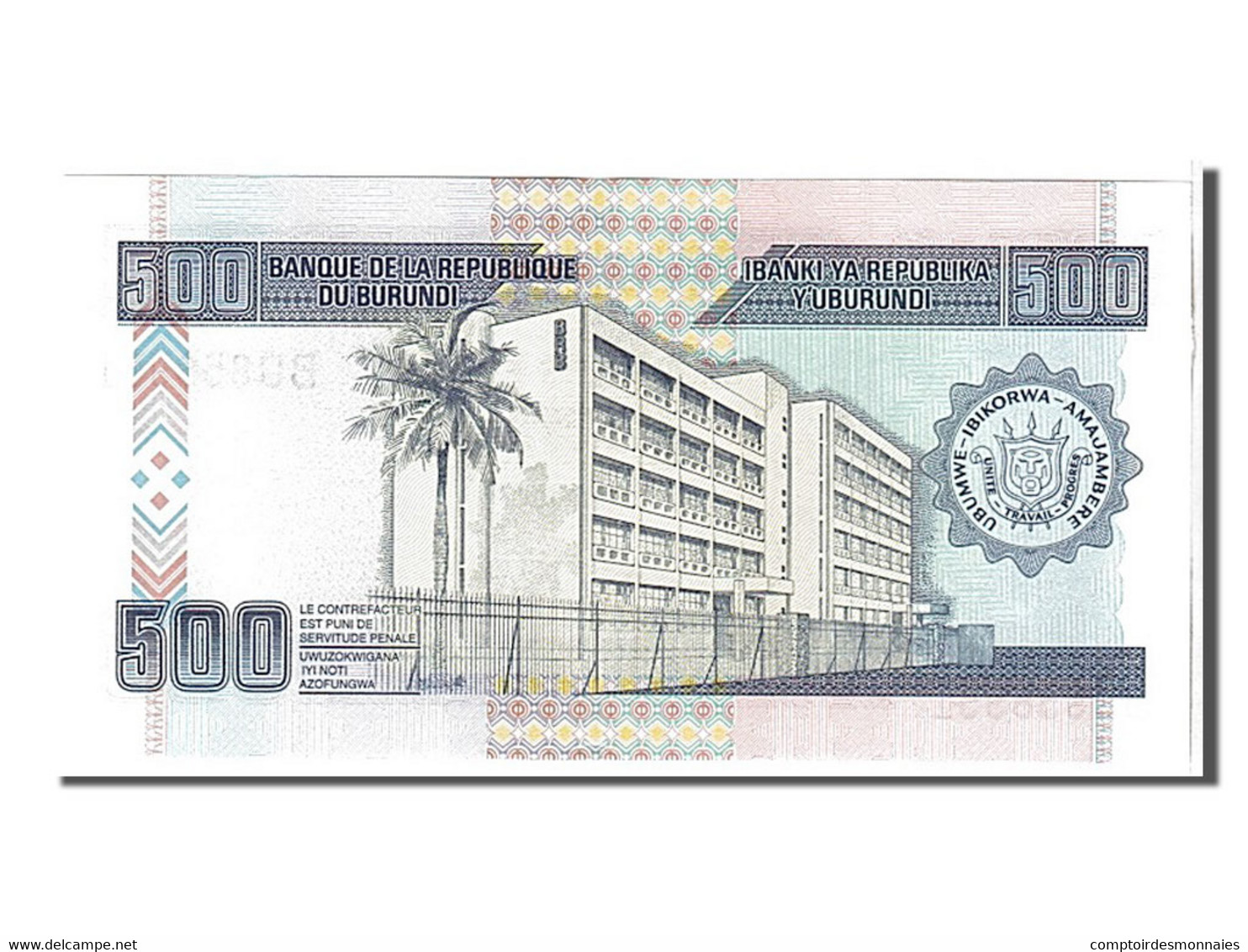 Billet, Burundi, 500 Francs, 2011, KM:45b, NEUF - Burundi