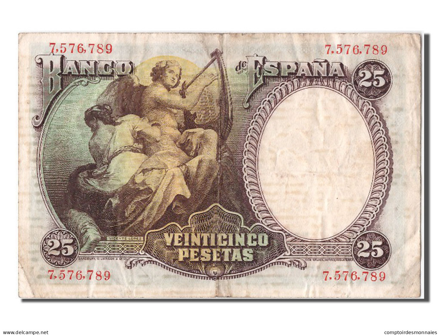 Billet, Espagne, 25 Pesetas, 1931, 1931-04-25, TTB - 25 Pesetas