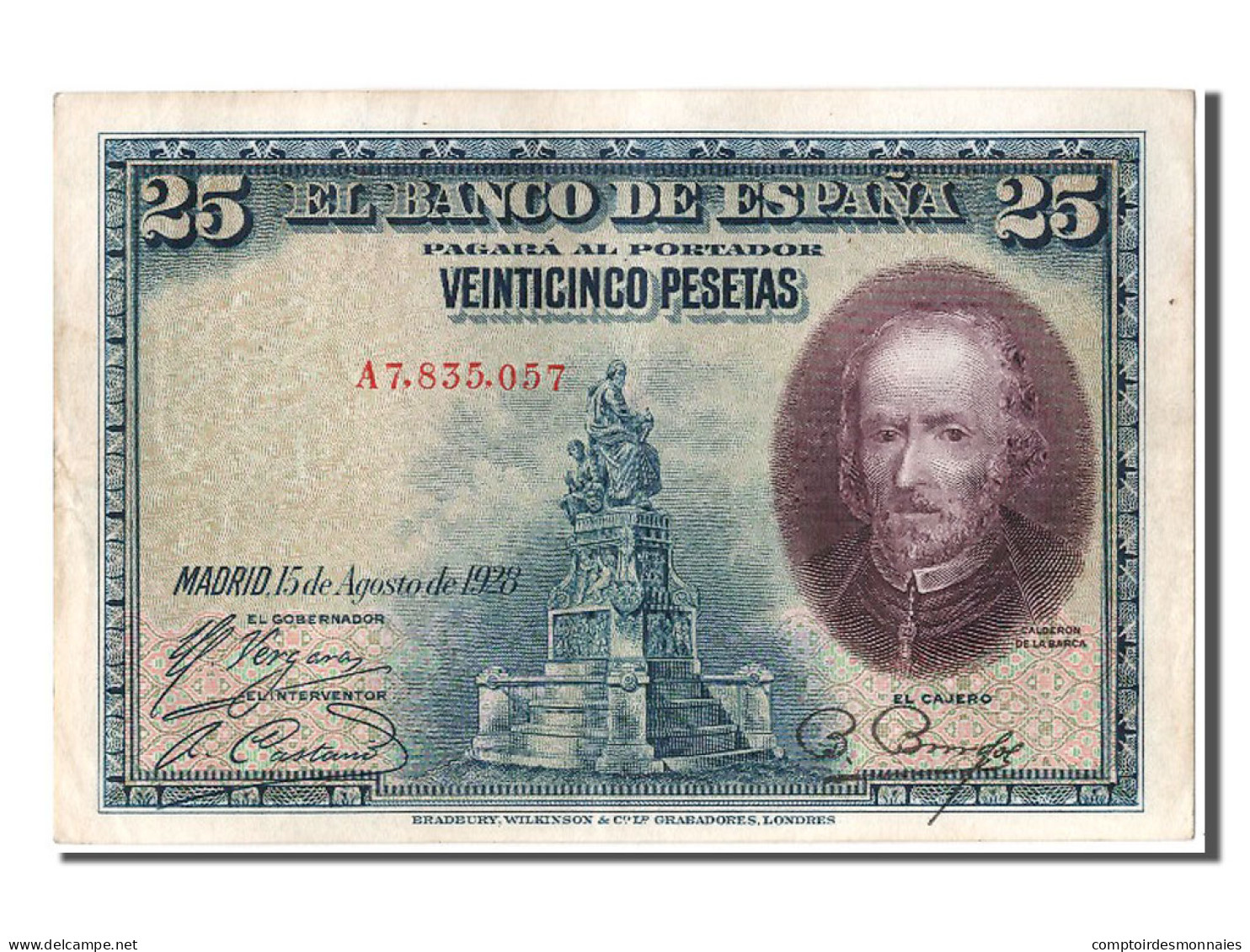 Billet, Espagne, 25 Pesetas, 1928, 1928-08-15, SUP - 1-2-5-25 Peseten