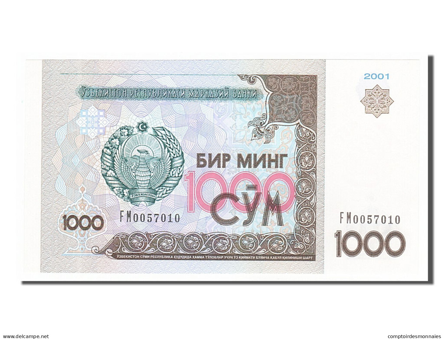 Billet, Uzbekistan, 1000 Sum, 2001, NEUF - Ouzbékistan