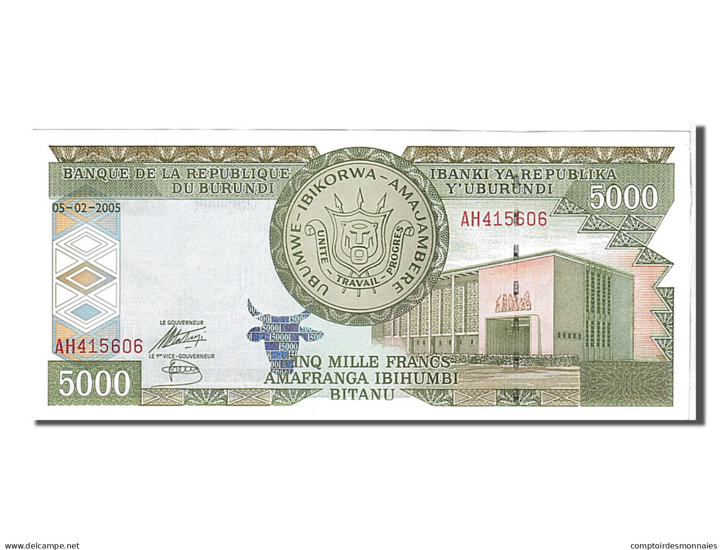 Billet, Burundi, 5000 Francs, 2005, 2005-02-05, KM:42c, NEUF - Burundi