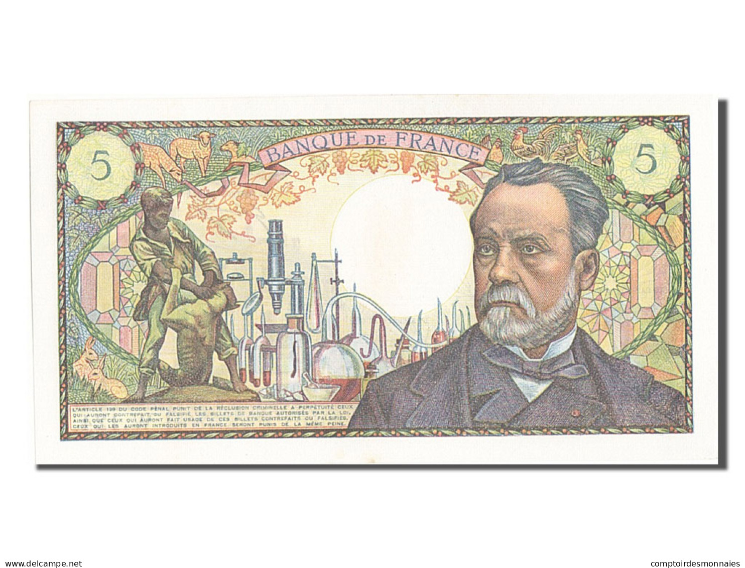 Billet, France, 5 Francs, 5 F 1966-1970 ''Pasteur'', 1970, 1970-01-08, SPL - 5 F 1966-1970 ''Pasteur''