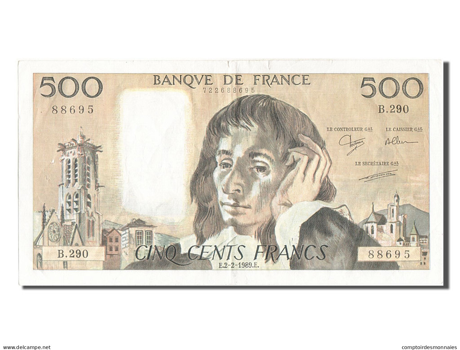 Billet, France, 500 Francs, 500 F 1968-1993 ''Pascal'', 1985, 1989-02-02, TB+ - 500 F 1968-1993 ''Pascal''