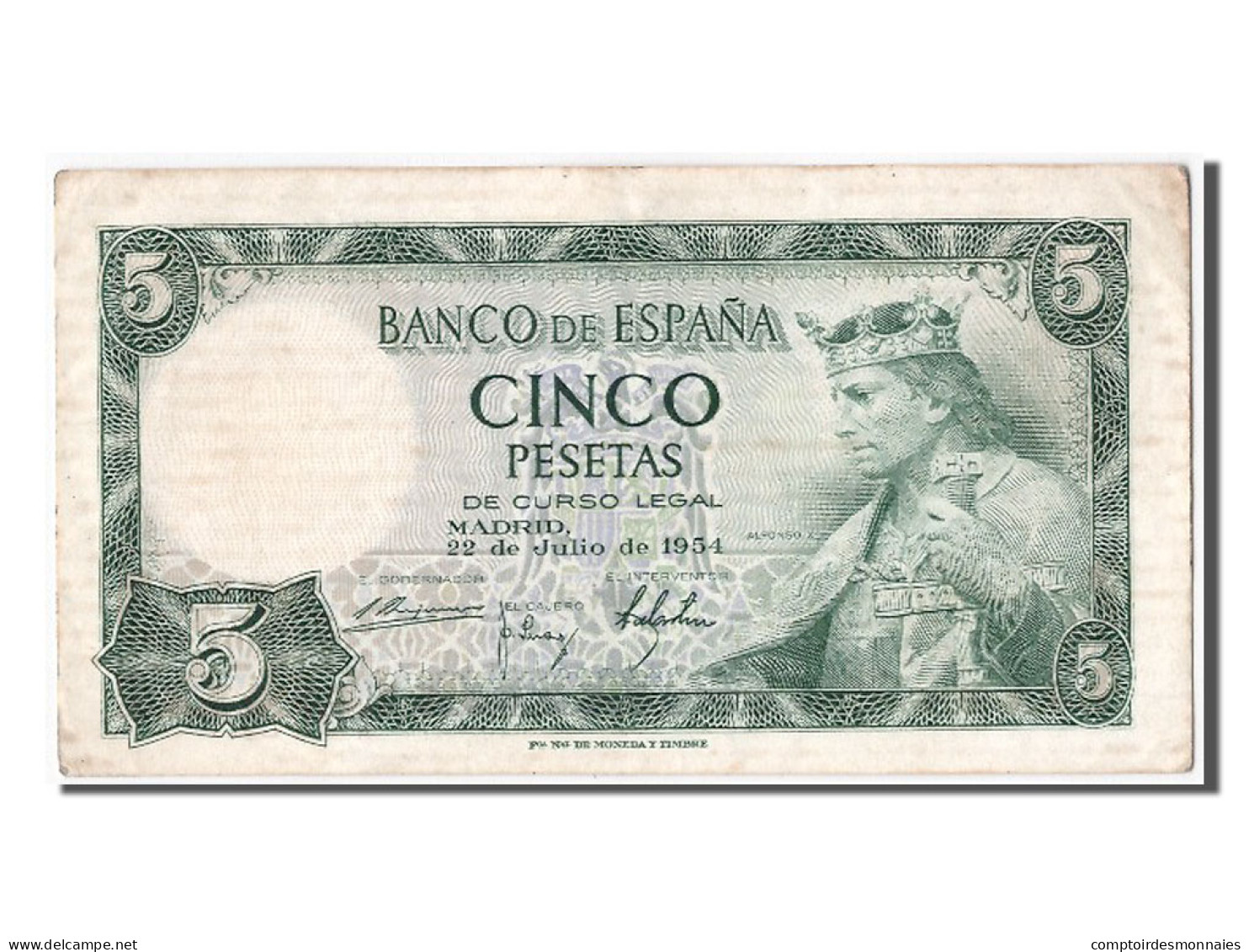 Billet, Espagne, 5 Pesetas, 1954, 1954-07-22, SUP - 5 Peseten