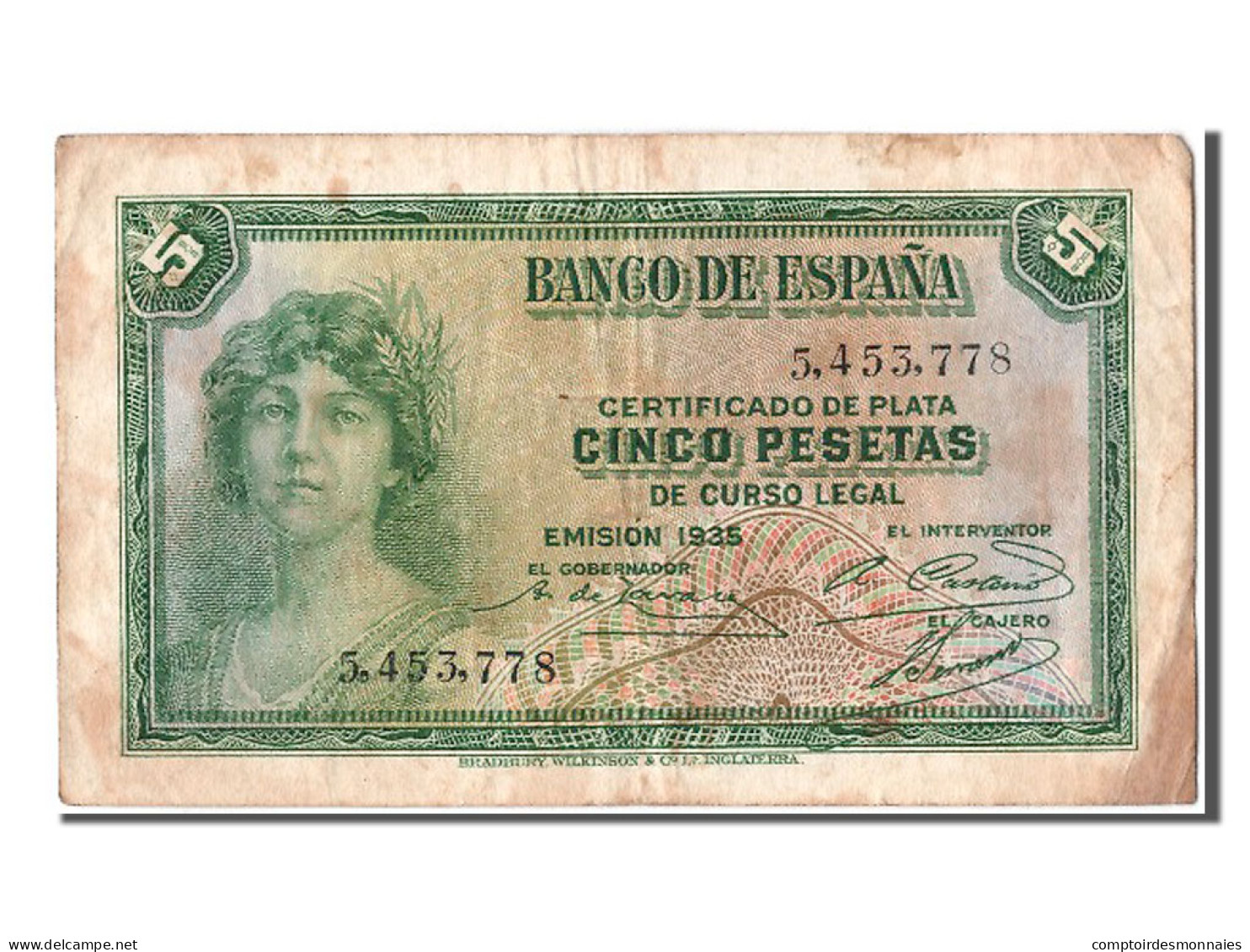 Billet, Espagne, 5 Pesetas, 1935, TB+ - 5 Pesetas