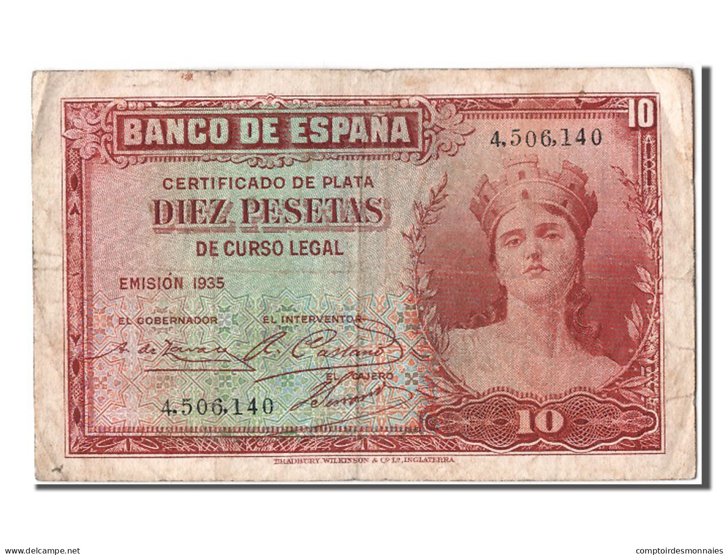 Billet, Espagne, 10 Pesetas, 1935, TB+ - 10 Pesetas