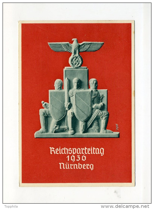 1936 3. Reich Propagandakarte Festpostkarte Reichsparteitag Nürnberg 8-14.9.1936 - Briefe U. Dokumente