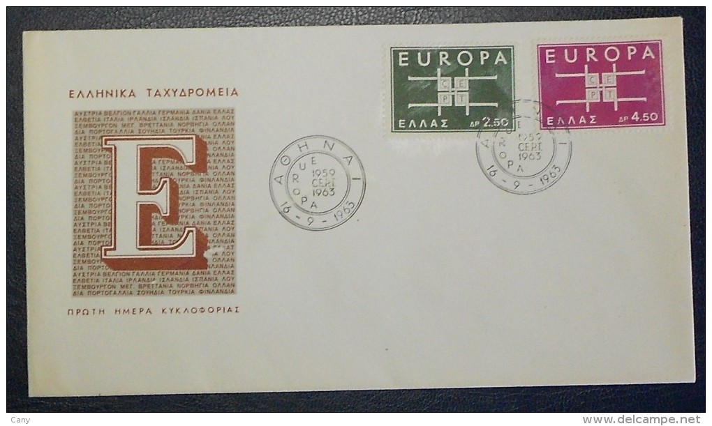 GRECE - FDC ** Europa 1963 (timbres N° YT 799 Et 800) - 1963