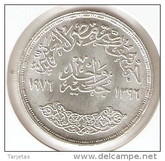 MONEDA DE PLATA DE EGIPTO DE 1 POUND DEL AÑO 1976 (COIN) SILVER-ARGENT - Egipto