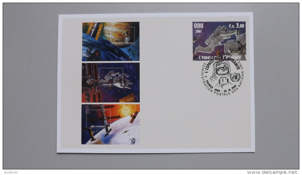 UNO-Genf 586 Block 22 Maximumkarte MK/MC, ESST, 50 Jahre Weltraumfahrt - Cartes-maximum