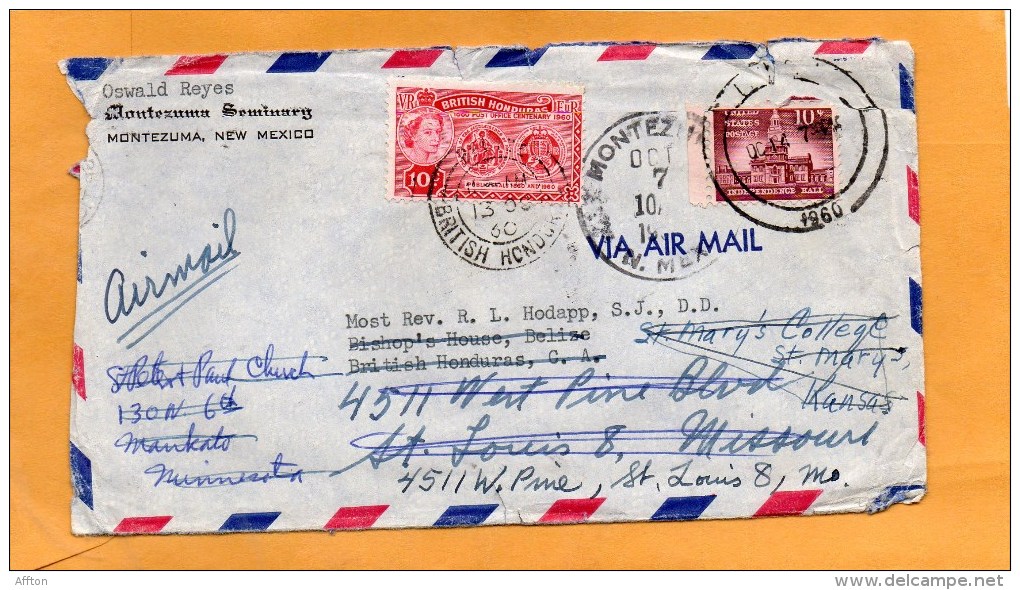 USA 1960 Cover Mailed To British Honduras And Remailed To USA - British Honduras (...-1970)