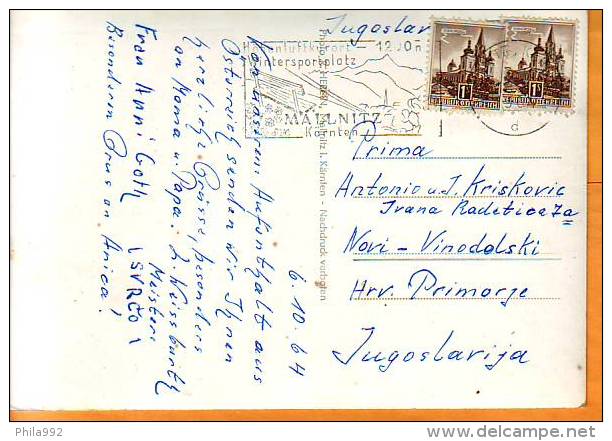 Austria 1964 Y  Traveled Postcard Mallnitz Inn And Boarding House Egger - Mallnitz