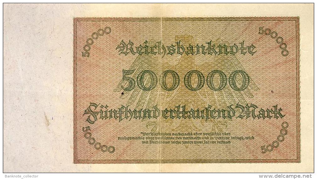Deutschland, Germany - 500 000 Mark, Reichsbanknote, Ro. 87 E,  ( Serie AB ) XF - VF ( II-III ), 1923 ! - 500000 Mark