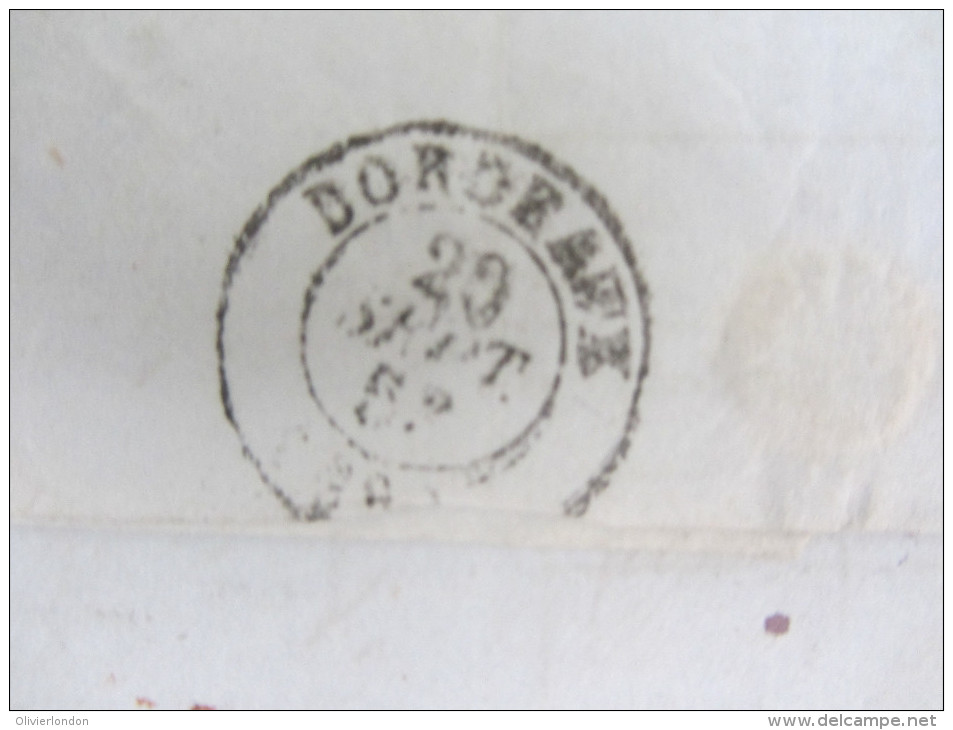 19 SEP 1853 - WOW Belle Lettre Napoleon Presidence 25c Grande Marges Paris A Bordeaux, Obl. Etoile  - Cote: 115euros+ - 1852 Louis-Napoleon