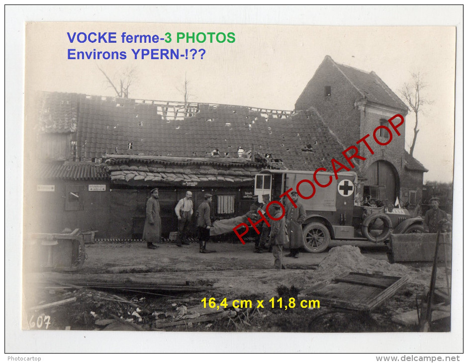 VOCKE Ferme-NON SITUEE-Env. IEPER-Lazarett-3x Photos Allemandes-Guerre 14-18-1WK-BELGIEN-Flandern- - Ieper