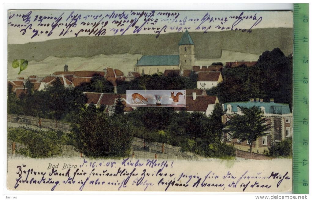 Bad Bibra-1908 , -Verlag: Kosmos, Halberstadt,    Postkarte, Mit Frankatur, Mit StempeL, BIBRA    16.1.08 - Bad Bibra