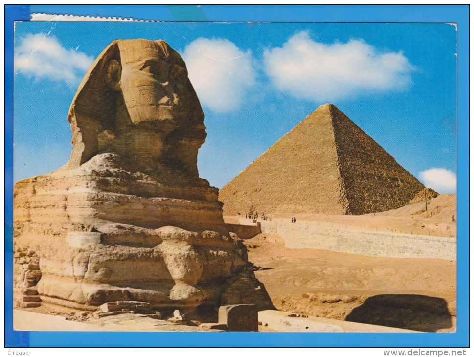 EGYPT THE GREAT SPHINX AND KHEOPS PYRAMID USED + STAMP - Pyramides