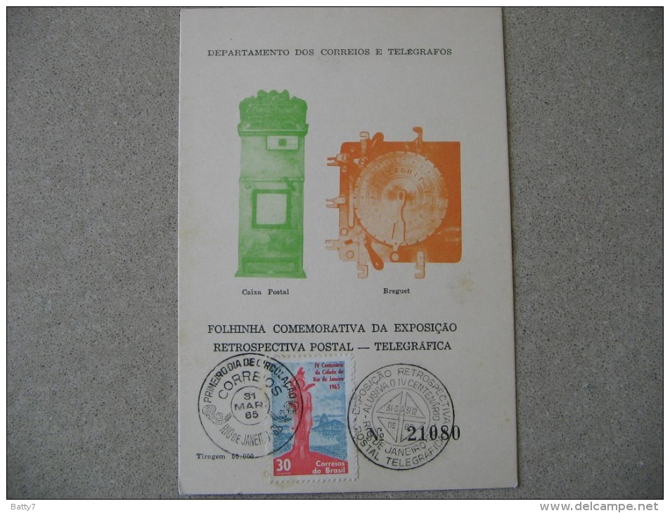 BRASILE BRASIL 1965 RETROSPECTIVA POSTAL TELEGRAFICA RIO DE JANEIRO - Telegraphenmarken