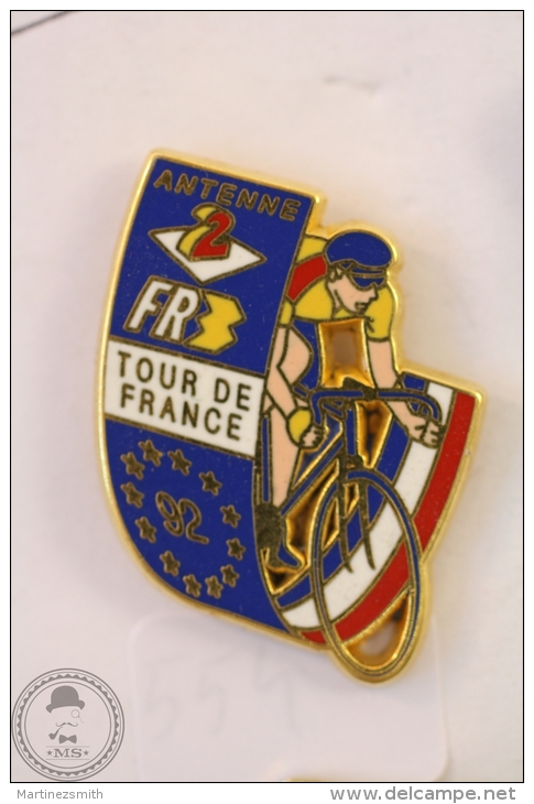 Antenne 2 France - Tour De France 1992 Cycling - Signed DECAT Paris - Pin Badge #PLS - Ciclismo