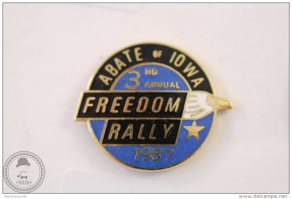 Abate Of Iowa 3rd Annual Freedom Rally 1987 - Pin Badge #PLS - Rally