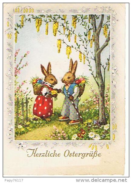 CARTE JOYEUX PAQUES  HERZLICHE OSTERGRUBE - Pâques