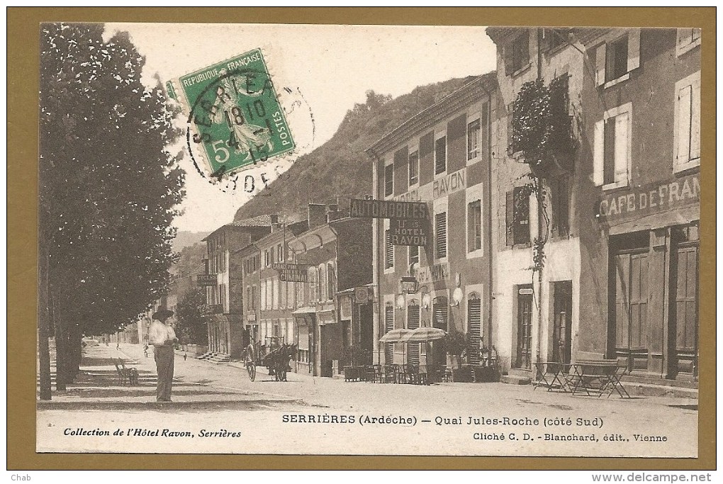 SERRIERES (Ardèche) -- Quai Jules-Roche (coté Sud) - Voyagée 1915 - Serrières