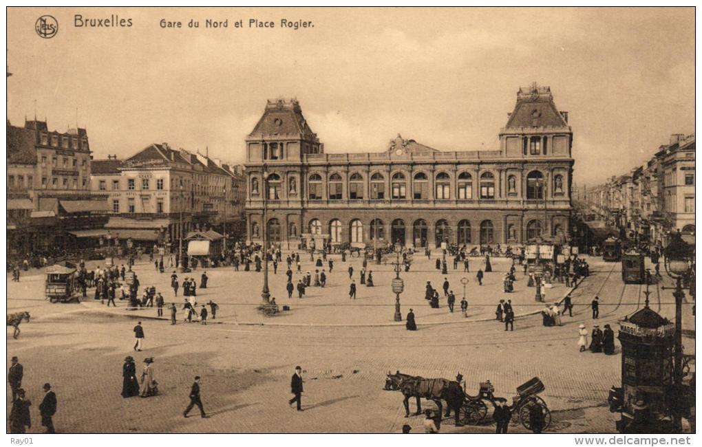 BELGIQUE - BRUXELLES - Gare Du Nord Et Place Rogier. - Chemins De Fer, Gares