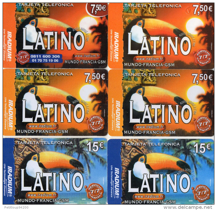 CARTES PREPAYEES  IRADIUM 7,50e/15e   Latino  ( Lot De 6)  6791 - Other & Unclassified