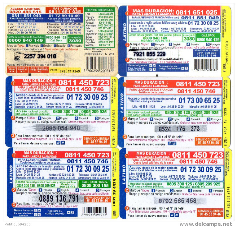 CARTES PREPAYEES  IRADIUM 7,50e/15e   Latino  ( Lot De 6)  6791 - Other & Unclassified