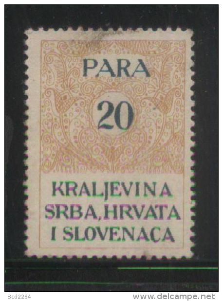 YUGOSLAVIA 1920 GENERAL REVENUE ISSUE FOR THE KINGDOM KRALJEVINA 20 PARA CROAT ORANGE & BLUE NG BF#047 - Gebraucht