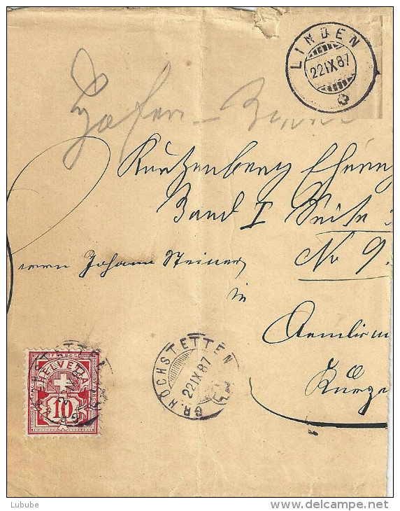 Brieffragment  Grosshöchstetten - Linden           1887 - Storia Postale