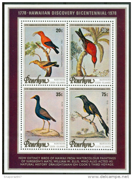 1978 Penrhyn Bicentenaire De La Déecouverte Des Iles Hawaii Uccelli Birds Oiseaux Set 2 Block MNH** -ZZ38 - Altri & Non Classificati