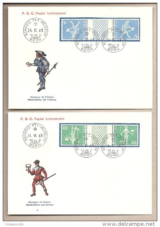 Svizzera - 4 Buste Interspazi "Spazio Vuoto 8 Linee A Croce Verticali - 1968 * G - Tete Beche