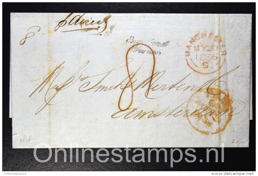 Great Brittain 1856 Complete Letter Manchester  To Amsterdam The Netherlands, Nice Cancels - Poststempel