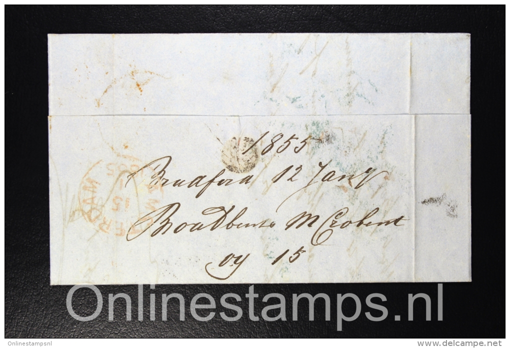 Great Brittain 1855 Complete Letter Bradford York Via France To Amsterdam The Netherlands, Nice Cancels - Storia Postale