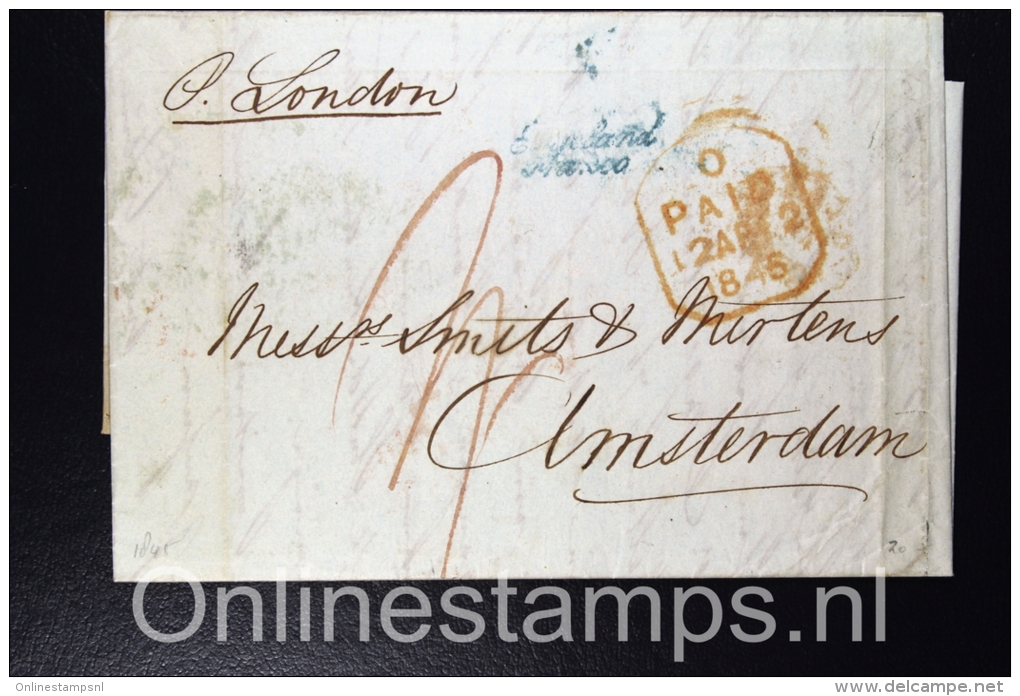 Great Brittain 1845 Complete Letter London   To Amsterdam The Netherlands,  Cancel Engeland Franco - Poststempel