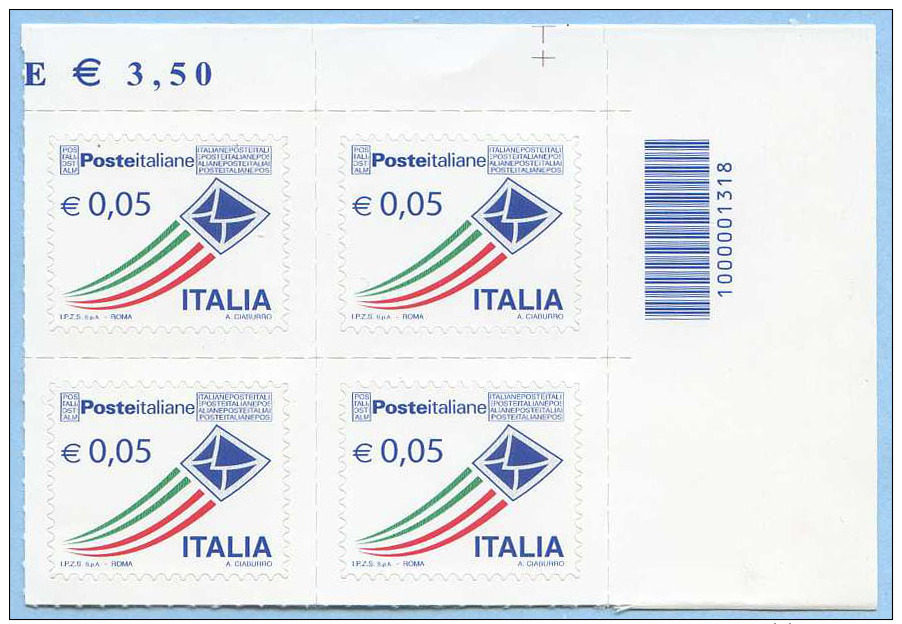 ORDINARIA POSTE 0,05 CODICE BARRE 1318 QUARTINA ANGOLO FOGLIO  NUOVI SPLENDIDI - Variedades Y Curiosidades