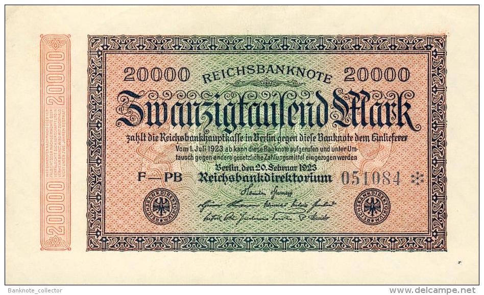 Deutschland, Germany - 20000 Mark, Reichsbanknote, Ro. 84 G, ( Serie PB ) XF, 1923 ! - 20.000 Mark