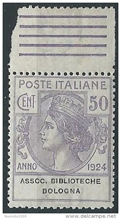 1924 REGNO PARASTATALI 50 CENT BIBLIOTECHE BOLOGNA MNH ** - ED420 - Franchise